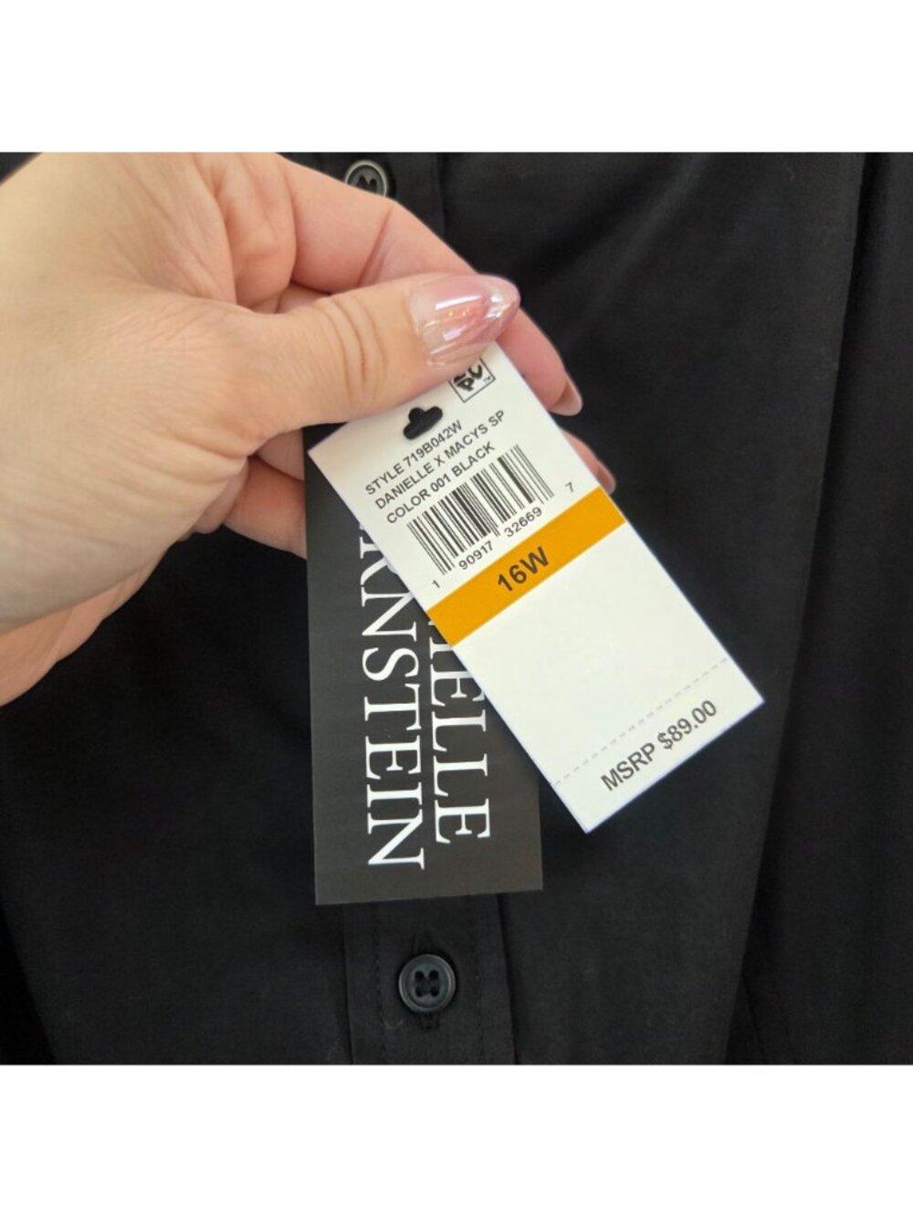 NWT Danielle Bernstein Black Puff Sleeve Shirt Dress Women's 16W - Picture 7 of 8